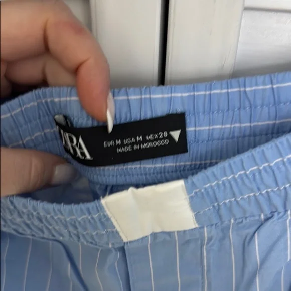 Blue Striped Women's Shirt and Shorts Set - Picture 3 of 4